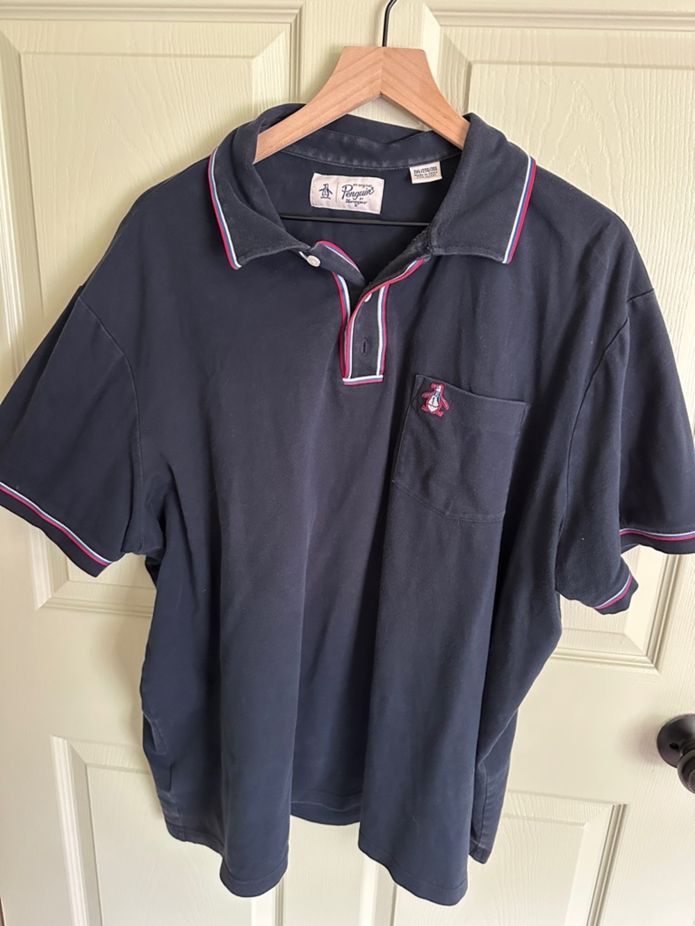 Original Penguin Navy Polo with Pink & White Trim